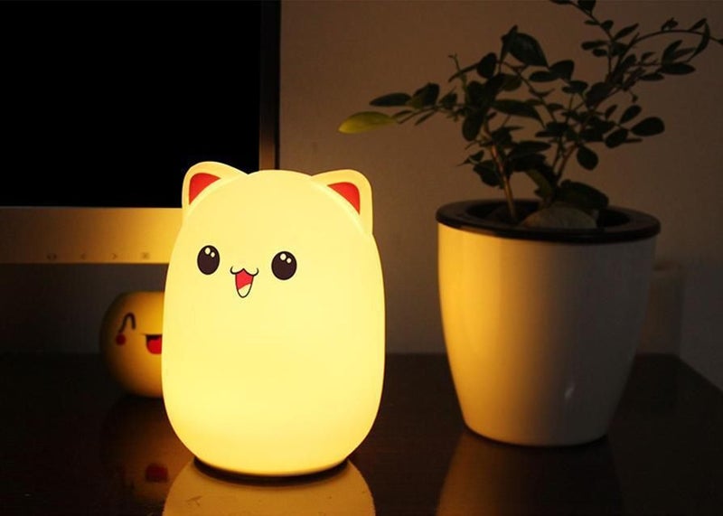 Night Light, Bud bear Silicone Lamp, Rechargeable, Tap can Change color Carousel 7
