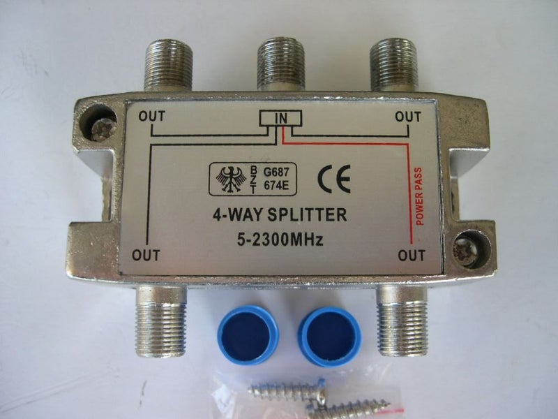 Splitter TV UHF Freeview Satellite 4way 1x Power Pass F STV1784 Type choice Carousel 1