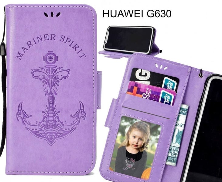 HUAWEI G630 Case Wallet Leather Case Embossed Anchor Pattern Carousel 1