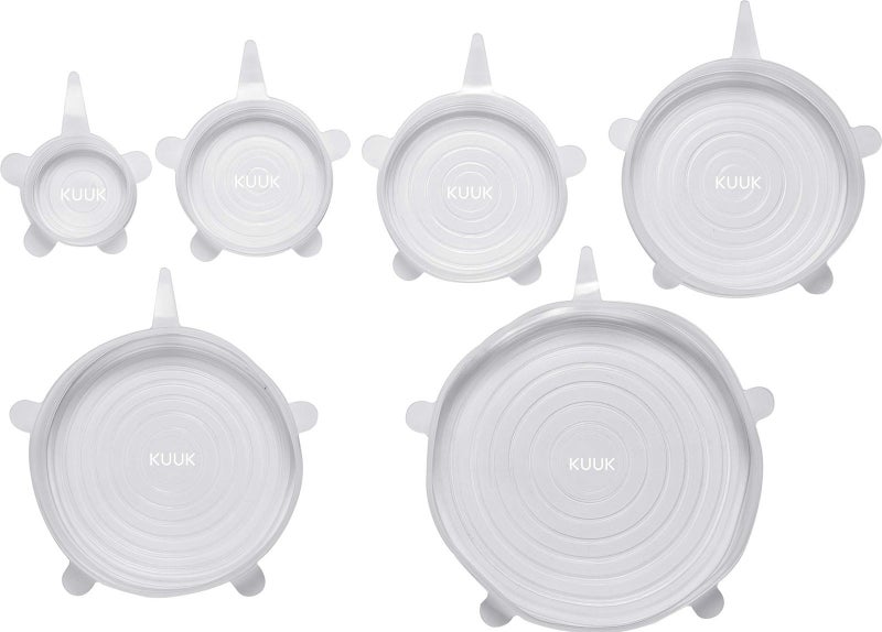 6 Silicon Lids/Food Covers for Cups, Bowls, Cans, Mugs etc. Stretch to­ Fit Carousel 1