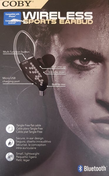Coby Wireless Sports Earbud - Sweatproof, 6 hours playtime, hands free and inclu Carousel 2