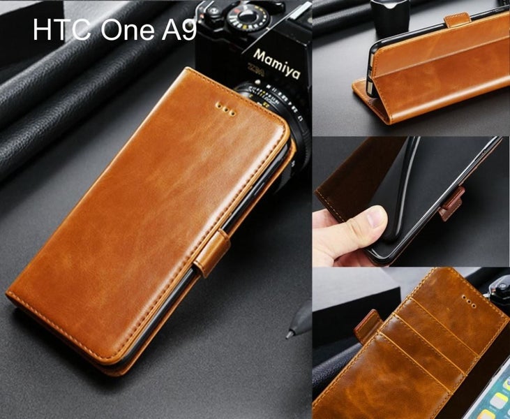 HTC One A9 case premium fine leather wallet case Carousel 1