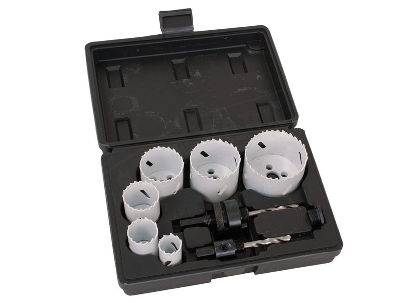 Plumbers Holesaw Set 9pce Bi Metal 22mm-64mm HSS Hole Saw Kit Carousel 1