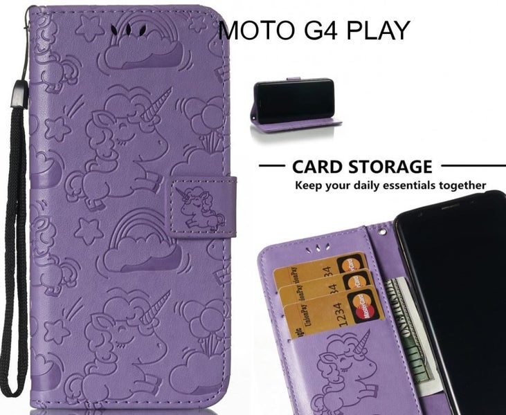 MOTO G4 PLAY Case Leather Wallet case embossed unicon pattern Carousel 1