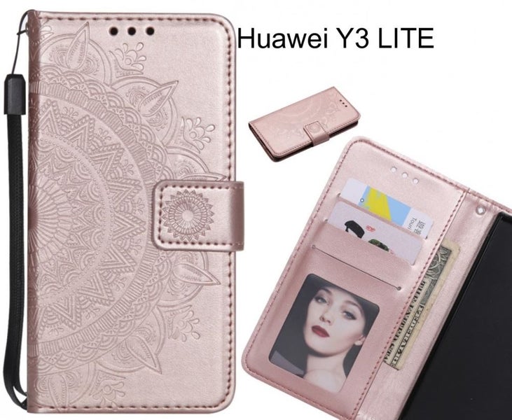 Huawei Y3 LITE Case mandala embossed leather wallet case Carousel 1