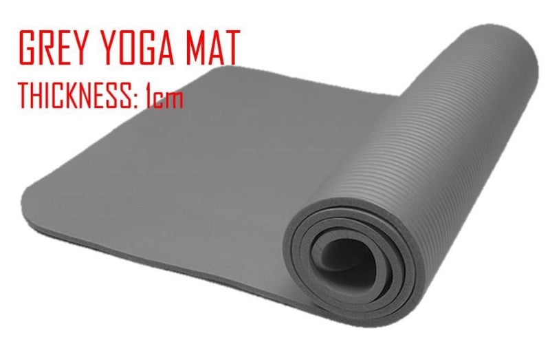 Ptn 10mm Grey Yoga Mat Extra Thick Gym Mat Fitness Excise Rubber