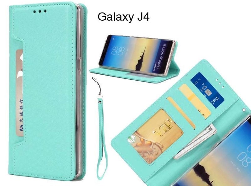 Galaxy J4 case Silk Texture Leather Wallet case 4 cards 1 ID magnet Carousel 1