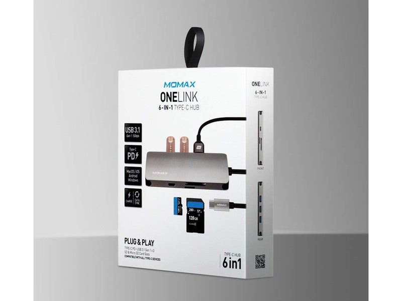 MOMAX USB C Hub with Type C 60W PD Charging Carousel 2