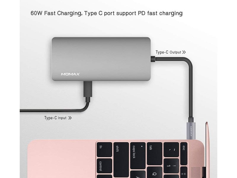 MOMAX USB C Hub with Type C 60W PD Charging62863233431555114