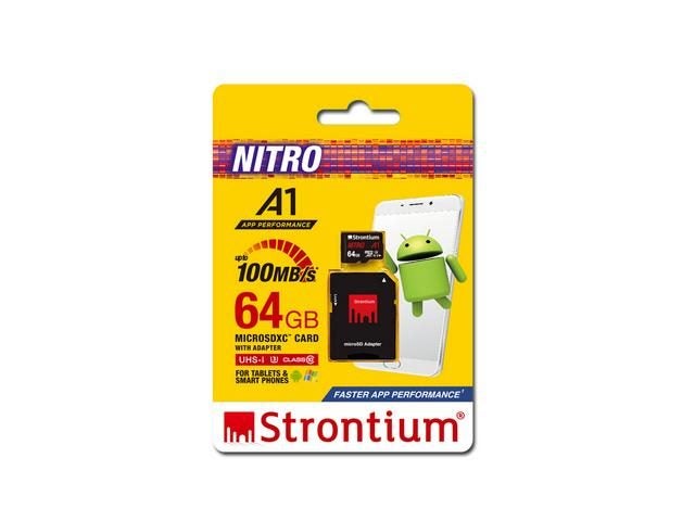 Strontium SDHC Card 64GB 100MB/S U3 UHS-I Class 10 SD Card Carousel 1