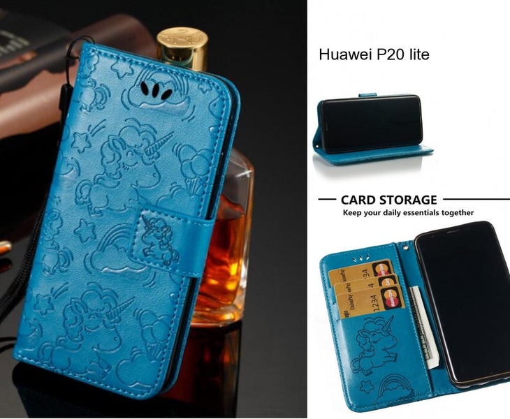 Huawei P20 lite Case Leather Wallet Flip Case embossed unicon pattern Carousel 1