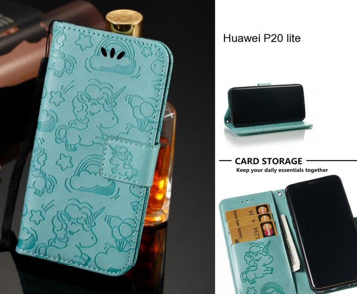 Huawei P20 lite Case Leather Wallet Flip Case embossed unicon pattern Carousel 1