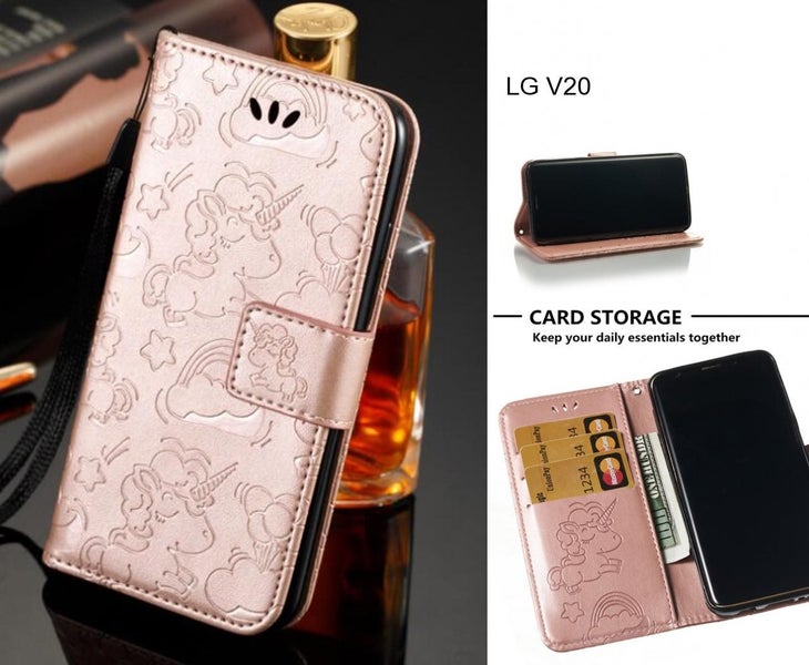 LG V20 Case Leather Wallet Flip Case embossed unicon pattern Carousel 1
