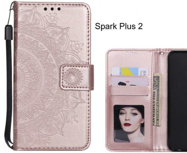 Spark Plus 2 Case Leather Wallet Case Mandala Embossed Carousel 1