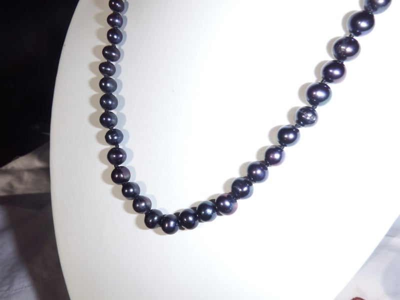 Black Freshwater Pearl Necklace with Matching Earrings - #PN3 Carousel 2