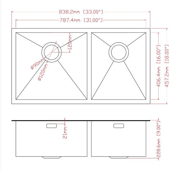 Double Bowl Sink 838x457mm Dark Grey Stainless Steel Carousel 2