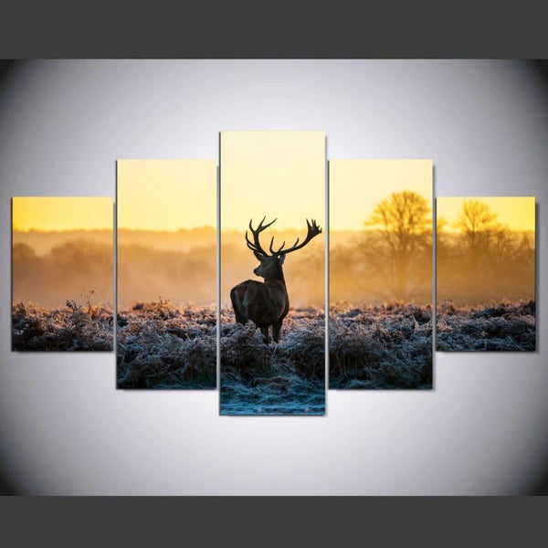 X'MAS SALE FREE SHIPPING - Large 5 Piece Canvas Art Print - DEER Carousel 1