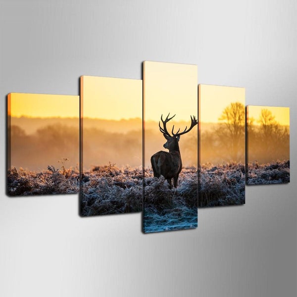 X'MAS SALE FREE SHIPPING - Large 5 Piece Canvas Art Print - DEER Carousel 2