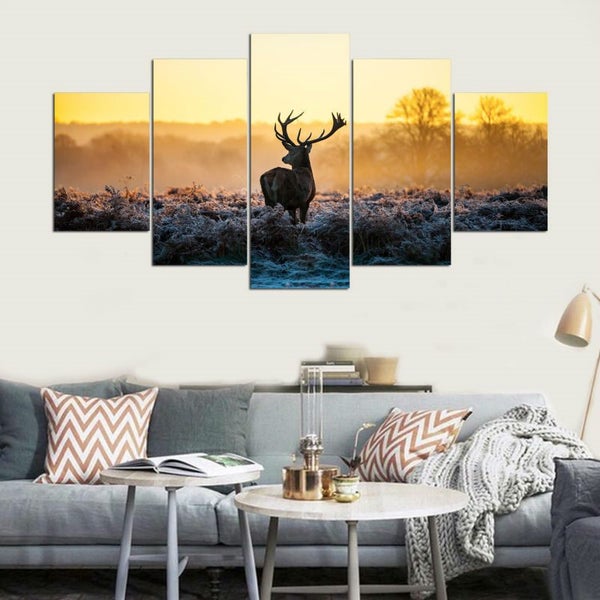 X'MAS SALE FREE SHIPPING - Large 5 Piece Canvas Art Print - DEER Carousel 3