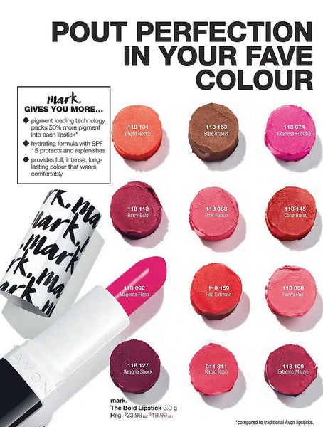 Avon mark Bold/Epic/Prism Lipstick Range - Clearance Carousel 1
