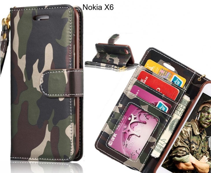 Nokia X6 case camouflage leather wallet case cover Carousel 1