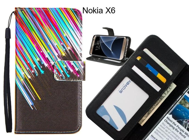 Nokia X6 case 3 card leather wallet case printed ID Carousel 1