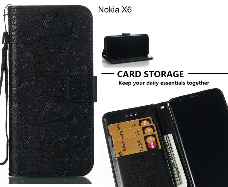 Nokia X6 Case Leather Wallet case embossed unicon pattern Carousel 1