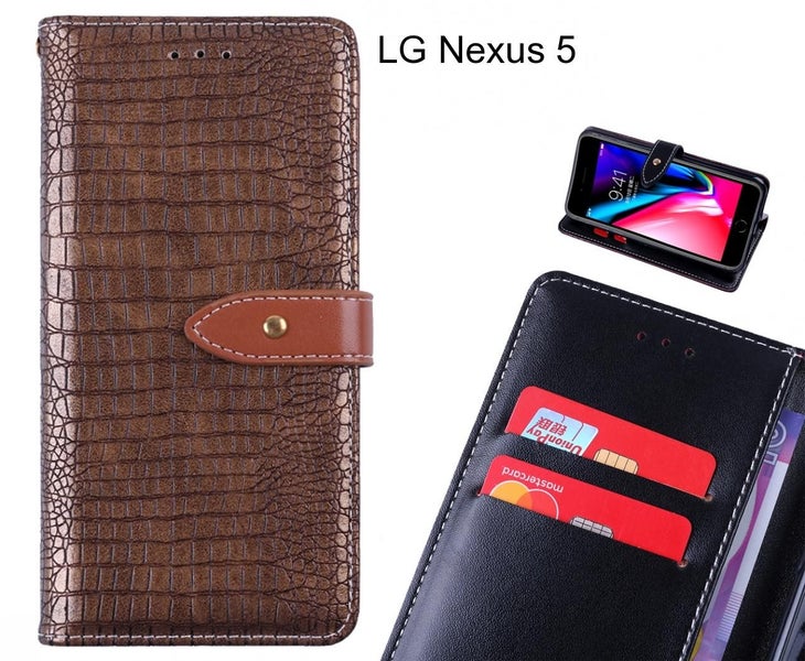 LG Nexus 5 case croco pattern leather wallet case Carousel 1