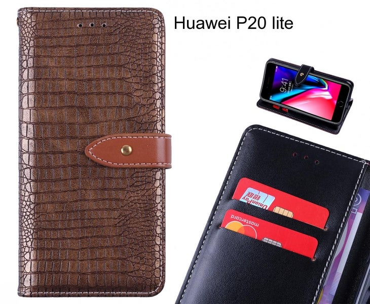 Huawei P20 lite case croco pattern leather wallet case Carousel 1