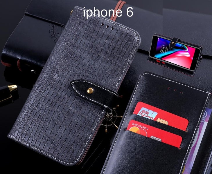 iphone 6 case leather wallet case croco style Carousel 1