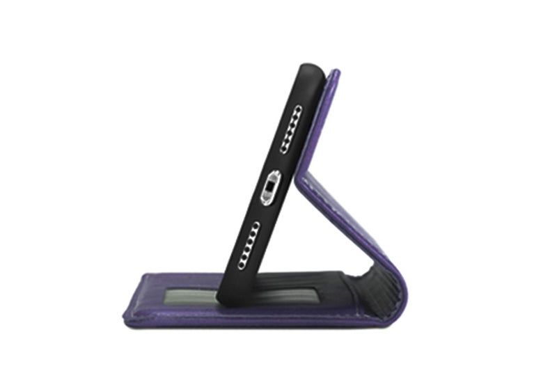 Oppo A39 case flip leather ultra slim cow hide finish stitched navy Carousel 4