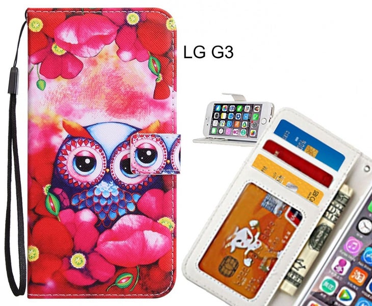 LG G3 Case 3 card leather wallet case printed ID Carousel 1