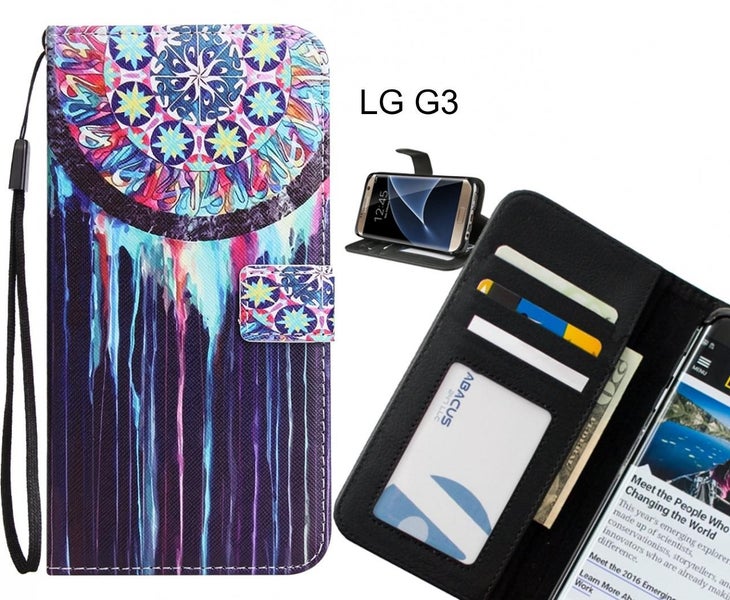 LG G3 Case 3 card leather wallet case printed ID Carousel 1
