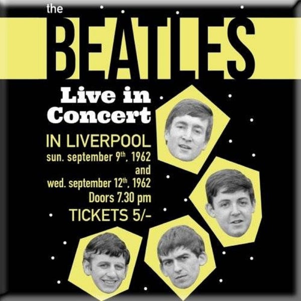 The Beatles Fridge Magnet Live in Concert 1962 poster new Official 76mm x 76mm Carousel 1