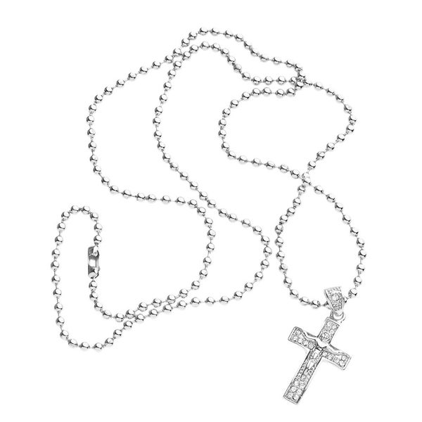 Iced Out Bling Fashion Chain - MICRO CROSS silver Carousel 2