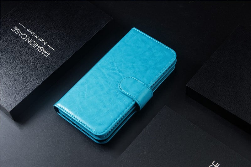 Iphone 8 case triple wallet PU leather 9 cards ID 3 pockets blue Carousel 2