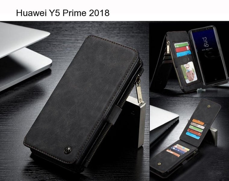 Huawei Y5 Prime 2018 Case Retro leather case multi cards cash pocket & zip Carousel 1