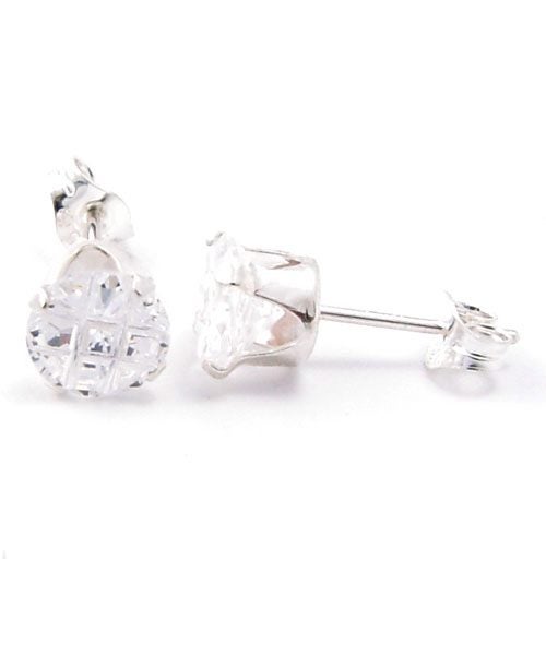 925 Sterling Silver Iced Out Ear Stud - ROUND CZ Carousel 2