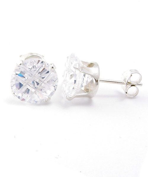 925 Sterling Silver Iced Out Ear Stud - ROUND CZ Carousel 4