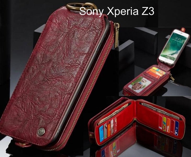 Sony Xperia Z3 case premium leather multi cards 2 cash pocket zip pouch Carousel 1