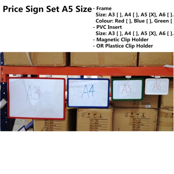 Price Sign Set A5 - 1 Poster Frames Blue, 1 Magnetic Clip and 1 PVC insert Carousel 1