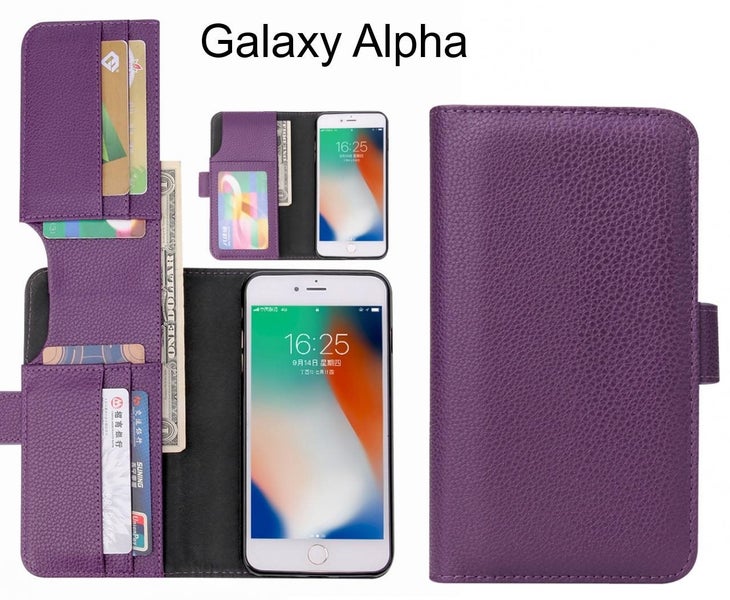 Galaxy Alpha Case Leather Wallet Case Cover Carousel 1