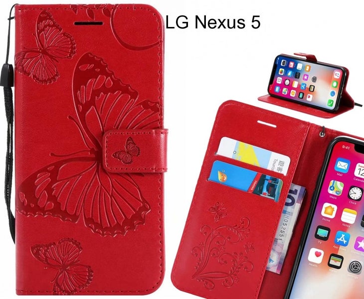 LG Nexus 5 Case Embossed Butterfly Wallet Leather Case Carousel 1