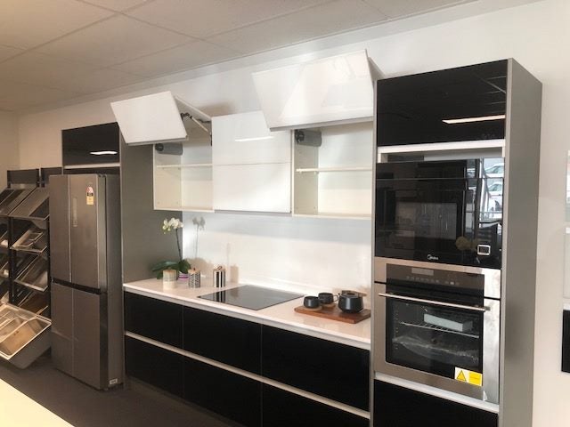 COMPLETE KITCHEN GLASS FRONT WITH ENGINEERED STONE & "BLUM" Hardware Carousel 2