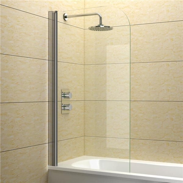 *New* Movable Frameless Glass Bath Screen 850mm Carousel 1