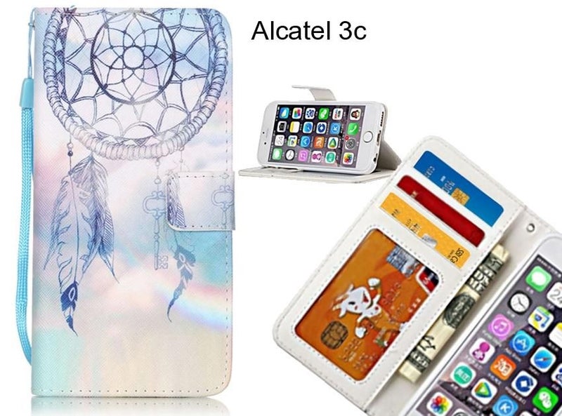 Alcatel 3c case 3 card leather wallet case printed ID Carousel 1