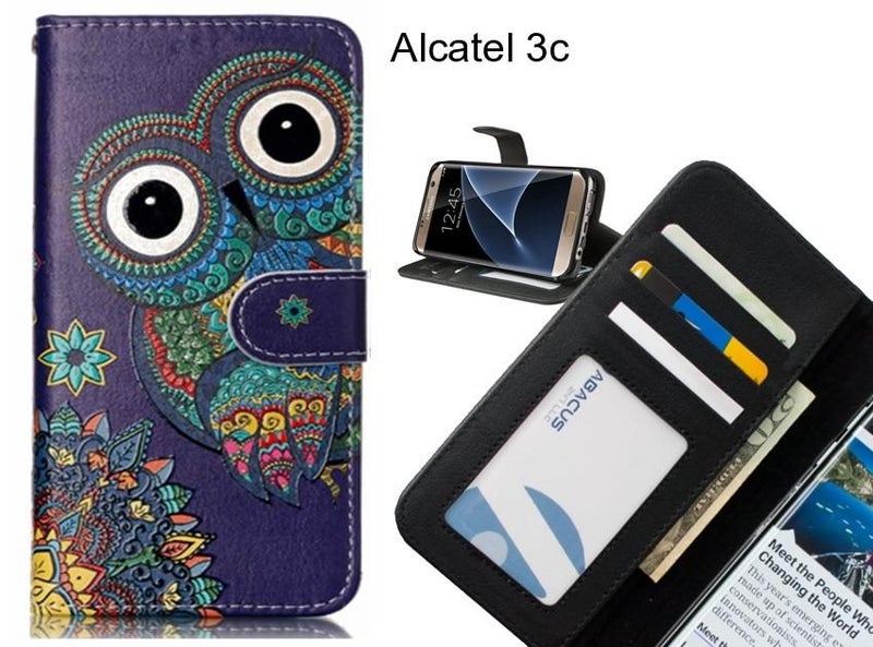 Alcatel 3c case 3 card leather wallet case printed ID Carousel 1