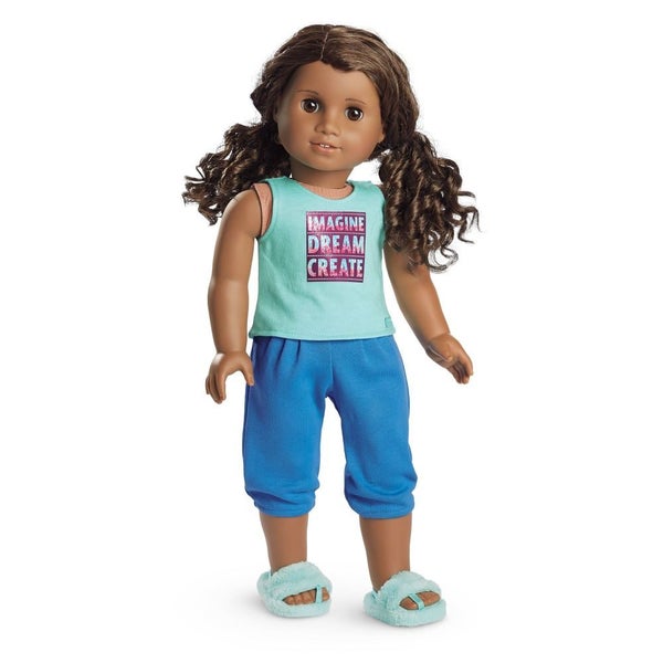 for American Girl 18" Doll ~ GABRIELA PYJAMA'S 3 piece set (inlcudes slippers) Carousel 1