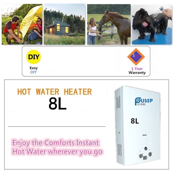 Instant 8L LPG Gas Hot Water Heater Tankless Caravan Camping + Accessories629595123264021122