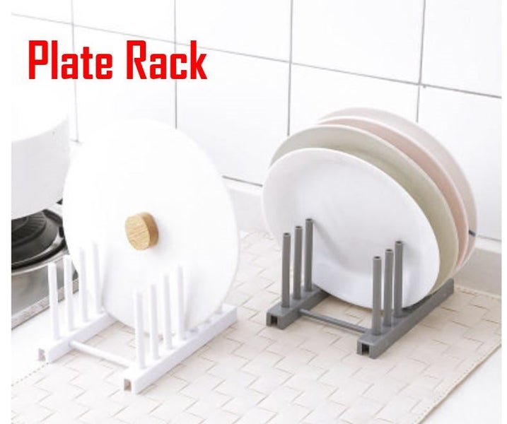 PTN WHITE Plate Rack Dish Drying Rack Multipurpose Plates Holder Stand Drainer Carousel 1